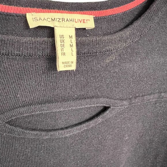 Isaac Mizrahi Live Navy Blue Tunic Sweater Top M 3/4 Sleeve Cotton Rayon Blend - Picture 4 of 5